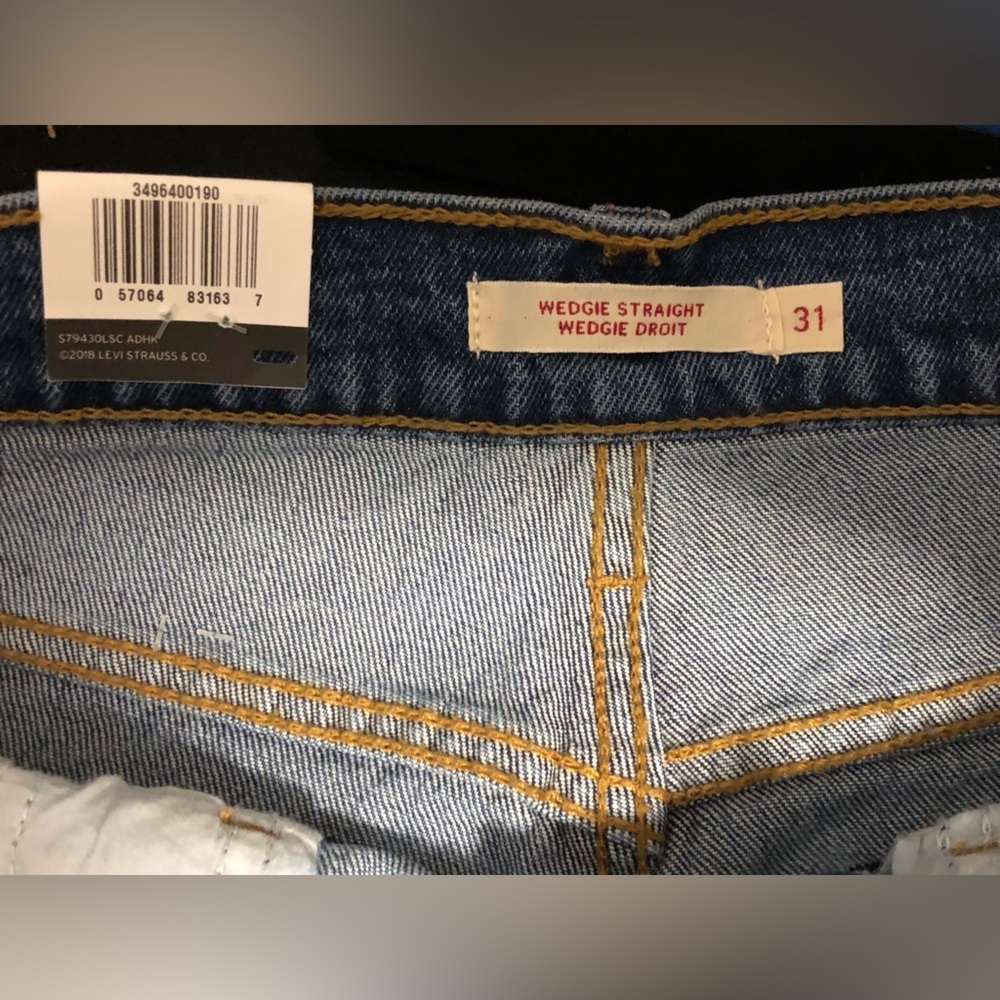 LEVIS WEDGIE FIT STRAIGHT RUFFLE HEM WOMENS DENIM HIGH RISE SIZE 31 CROP - Picture 9 of 12